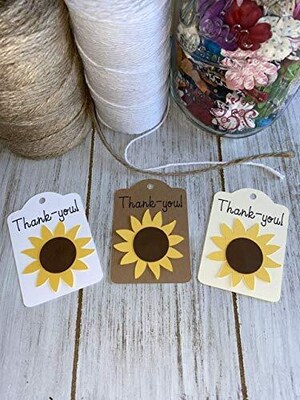 Sunflower Thank You Gift Tag - Sunflower Party Favor Tags - Customize Tag Color - image1